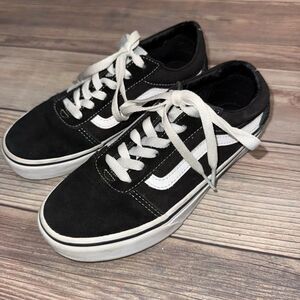 VANS Off the Wall “Old Skool” Skate Shoes Canvas Black White Size Youth 4